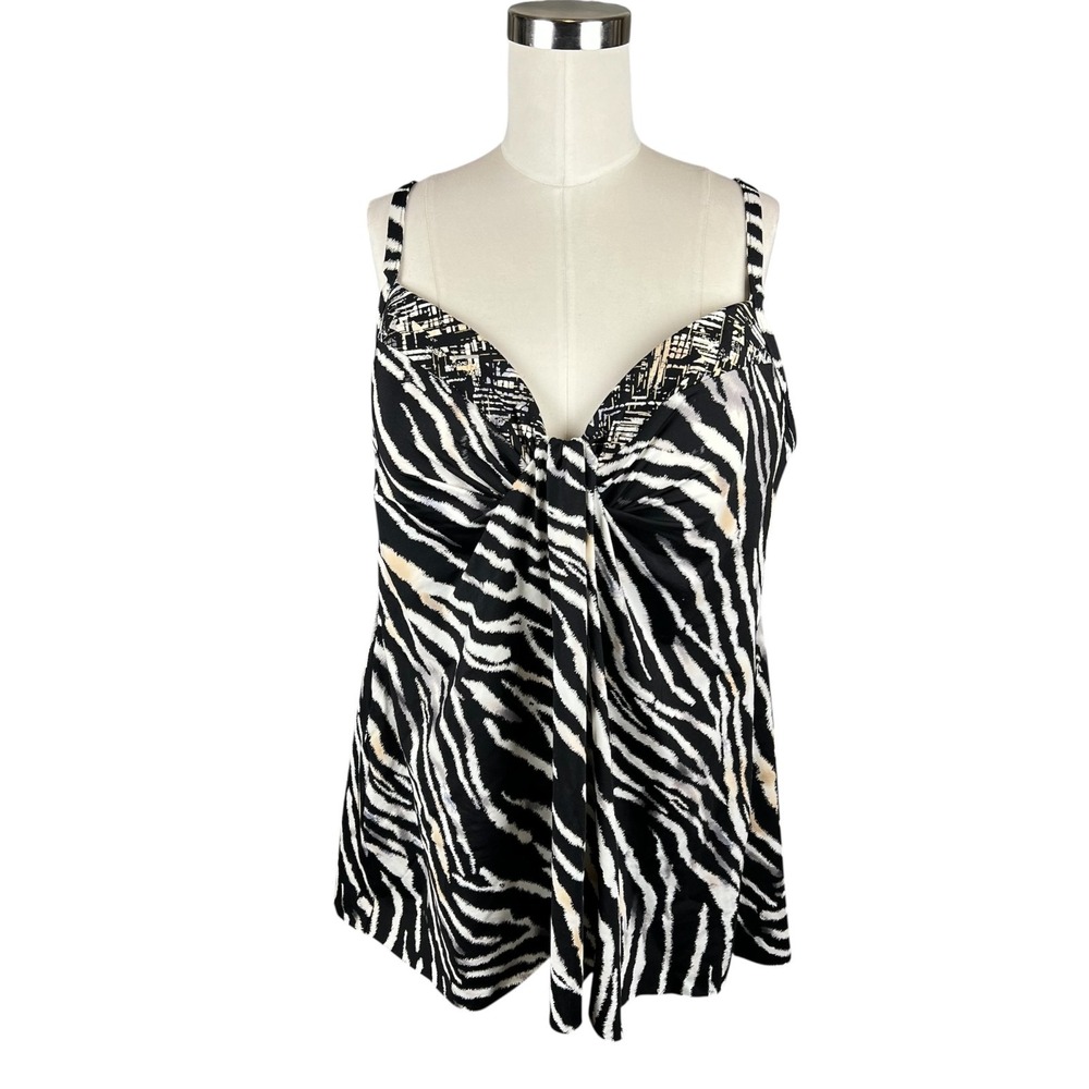 MIRACLESUIT  Marina Tigre Sombre Tankini Top Swimsuit Womens Size 16 US Beach‎